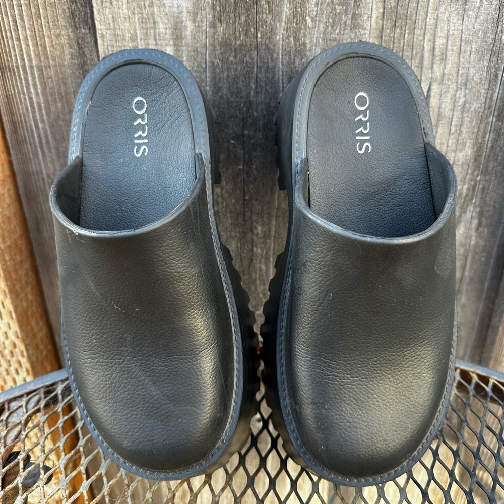 Orris/Oris Black Vegan Slip-On Platform Clogs light weight